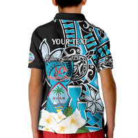 Personalised Guam Liberation Day Kid Polo Shirt Chamorro Latte Stone With Guasali Flowers