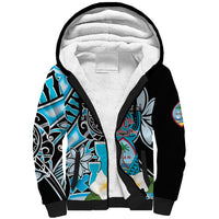 Personalised Guam Liberation Day Sherpa Hoodie Chamorro Latte Stone With Guasali Flowers