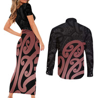 New Zealand Mangopare Tamanako Couples Matching Short Sleeve Bodycon Dress and Long Sleeve Button Shirt Aotearoa Maori LT14 - Polynesian Pride