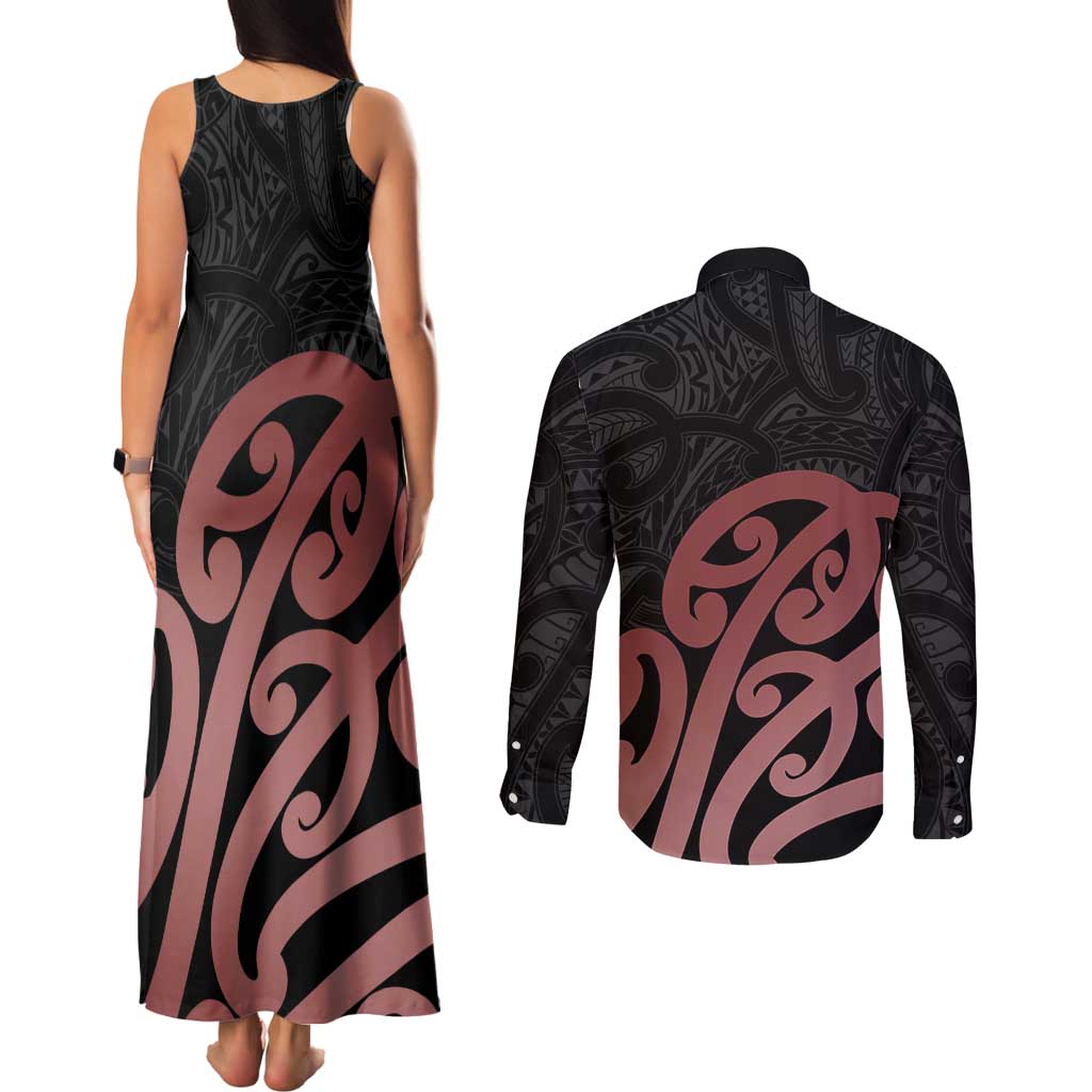 New Zealand Mangopare Tamanako Couples Matching Tank Maxi Dress and Long Sleeve Button Shirt Aotearoa Maori LT14 - Polynesian Pride