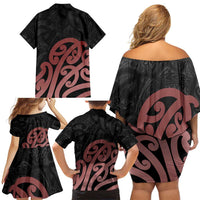New Zealand Mangopare Tamanako Family Matching Off Shoulder Short Dress and Hawaiian Shirt Aotearoa Maori LT14 - Polynesian Pride