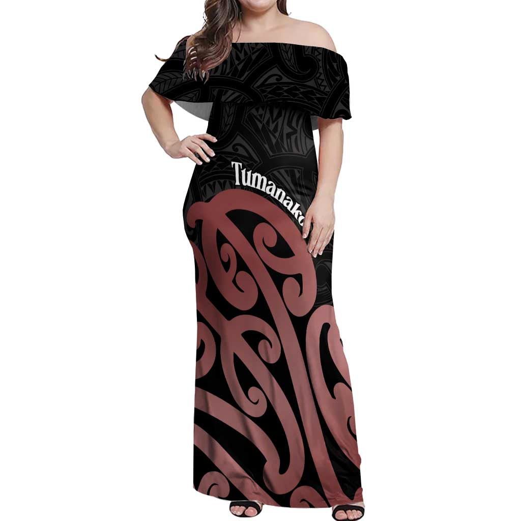 New Zealand Mangopare Tamanako Off Shoulder Maxi Dress Aotearoa Maori