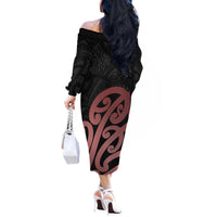 New Zealand Mangopare Tamanako Off The Shoulder Long Sleeve Dress Aotearoa Maori LT14 - Polynesian Pride