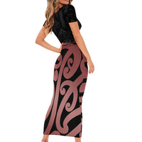 New Zealand Mangopare Tamanako Short Sleeve Bodycon Dress Aotearoa Maori LT14 - Polynesian Pride