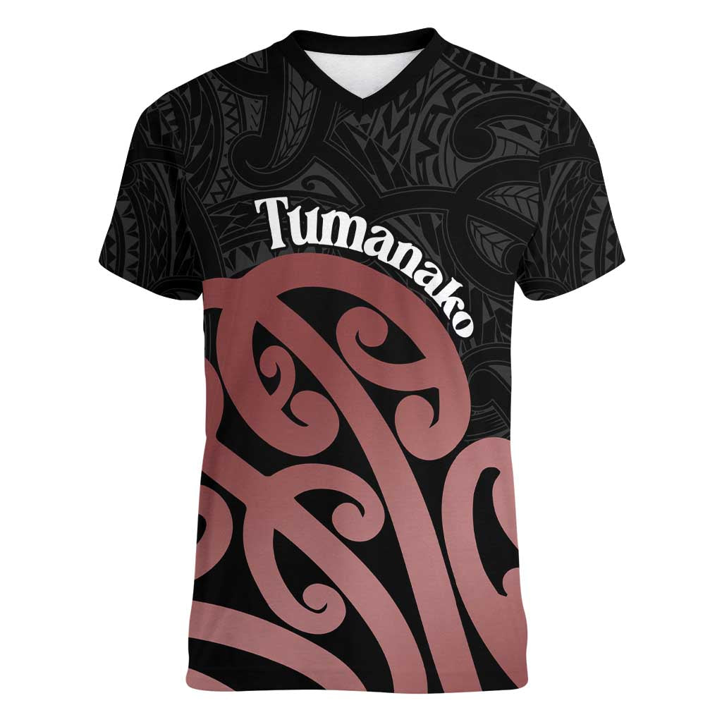 New Zealand Mangopare Tamanako Women V-Neck T-Shirt Aotearoa Maori