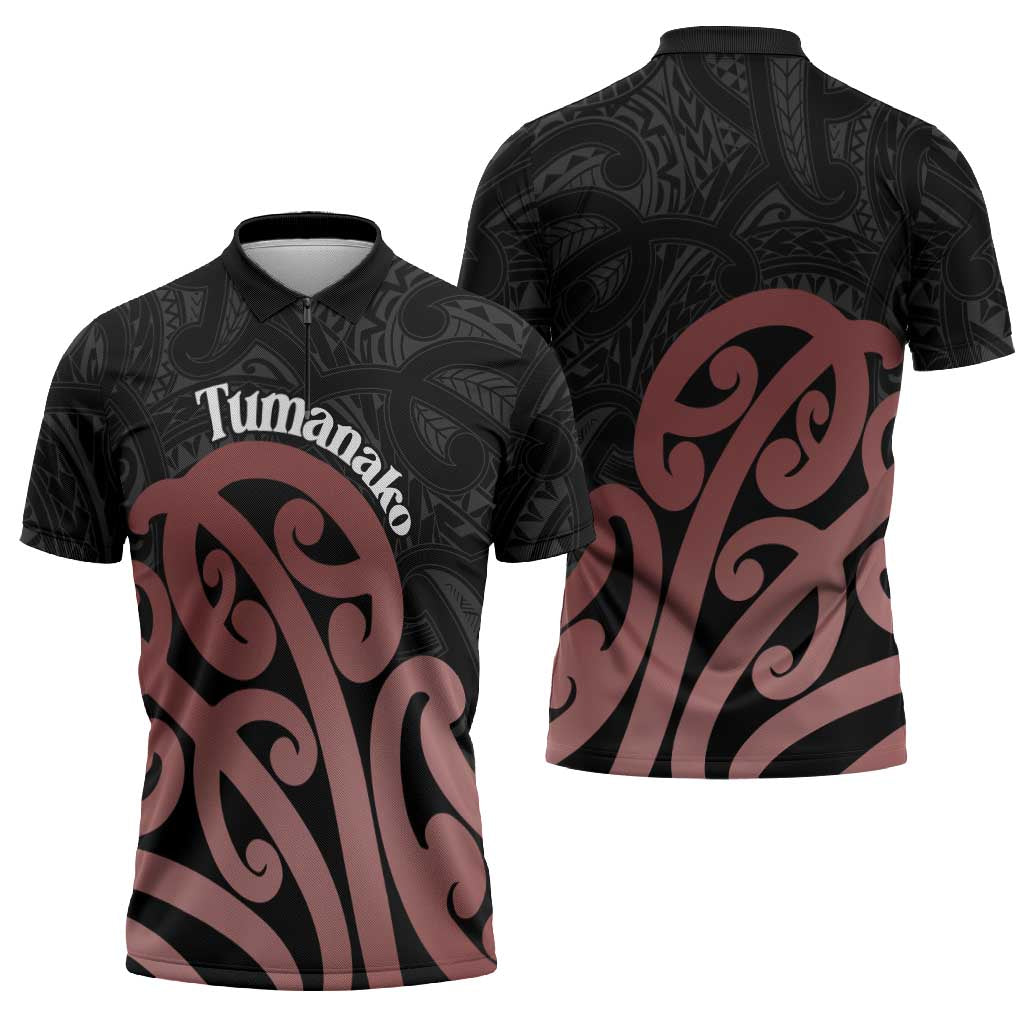 New Zealand Mangopare Tamanako Zipper Polo Shirt Aotearoa Maori LT14 - Polynesian Pride
