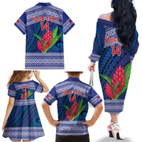 Custom Samoa Rugby Family Matching Off The Shoulder Long Sleeve Dress and Hawaiian Shirt 2024 Go Champions Samoan Gingers LT14 - Polynesian Pride