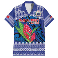 Custom Samoa Rugby Family Matching Off The Shoulder Long Sleeve Dress and Hawaiian Shirt 2024 Go Champions Samoan Gingers LT14 Dad's Shirt - Short Sleeve Blue - Polynesian Pride