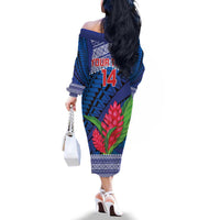 Custom Samoa Rugby Family Matching Off The Shoulder Long Sleeve Dress and Hawaiian Shirt 2024 Go Champions Samoan Gingers LT14 - Polynesian Pride