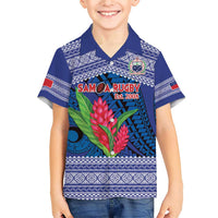 Custom Samoa Rugby Family Matching Short Sleeve Bodycon Dress and Hawaiian Shirt 2024 Go Champions Samoan Gingers LT14 Son's Shirt Blue - Polynesian Pride