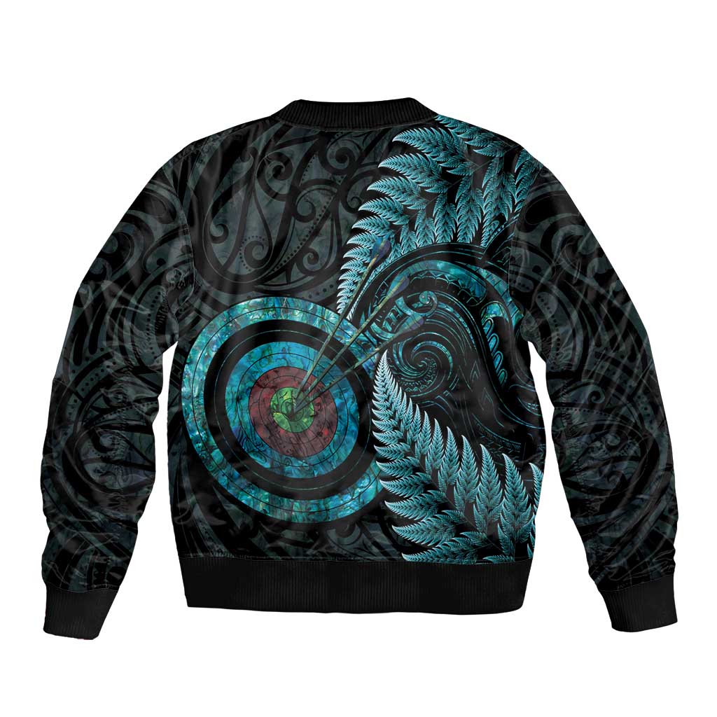 New Zealand Archery Bomber Jacket Aotearoa Silver Fern Maori LT14 - Polynesian Pride