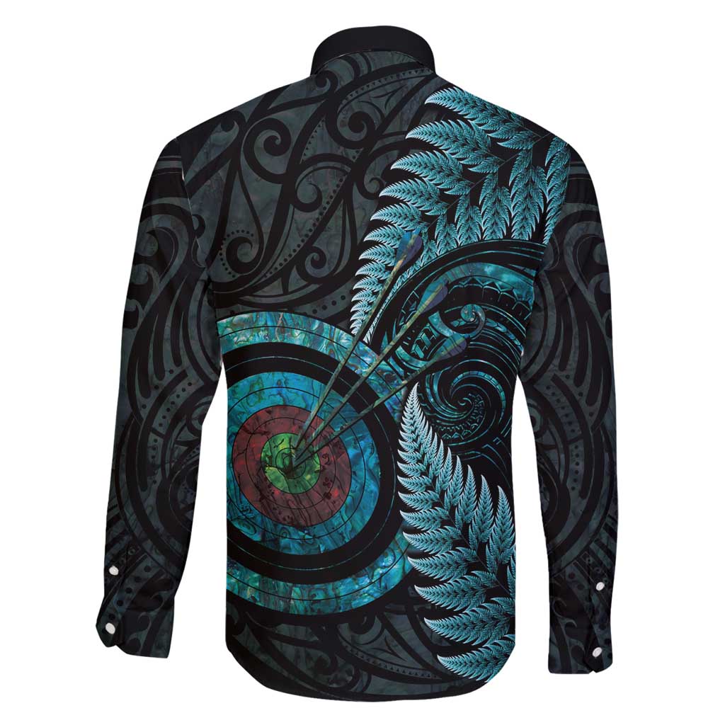 New Zealand Archery Family Matching Long Sleeve Bodycon Dress and Hawaiian Shirt Aotearoa Silver Fern Maori LT14 - Polynesian Pride