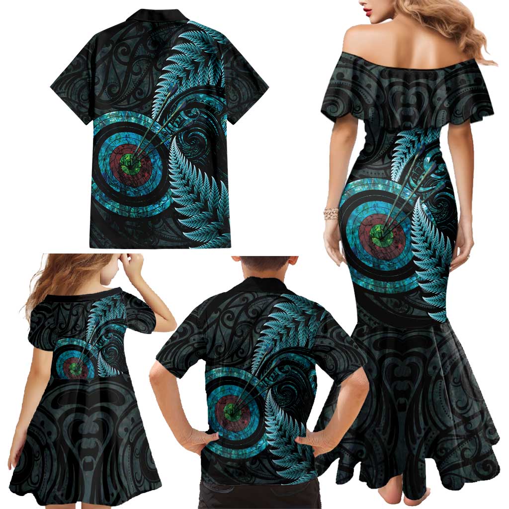 New Zealand Archery Family Matching Mermaid Dress and Hawaiian Shirt Aotearoa Silver Fern Maori LT14 - Polynesian Pride