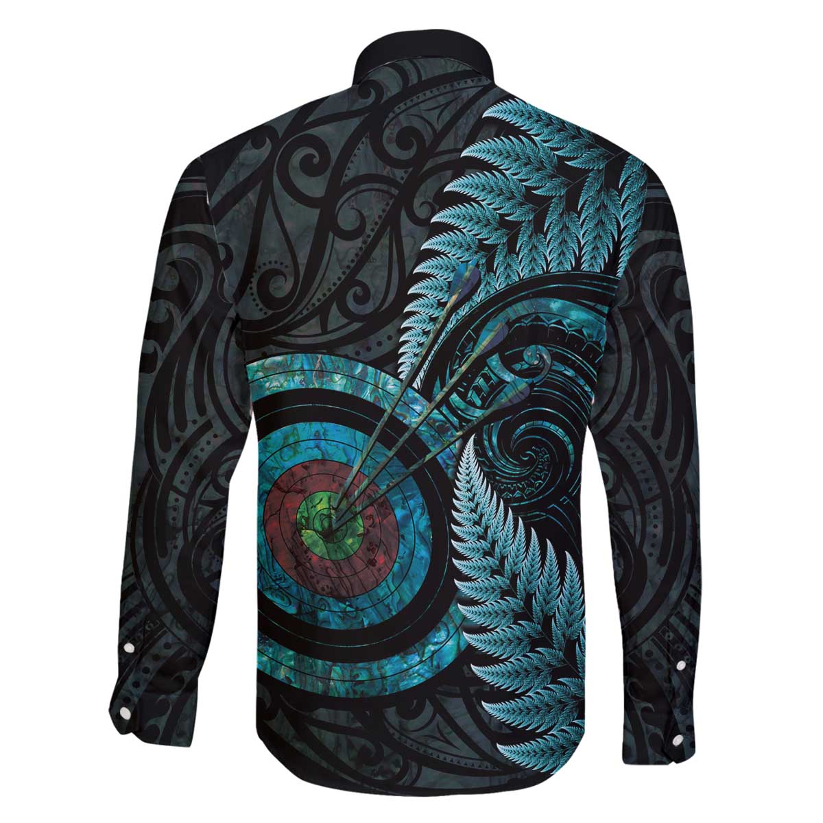 New Zealand Archery Family Matching Off The Shoulder Long Sleeve Dress and Hawaiian Shirt Aotearoa Silver Fern Maori LT14 - Polynesian Pride