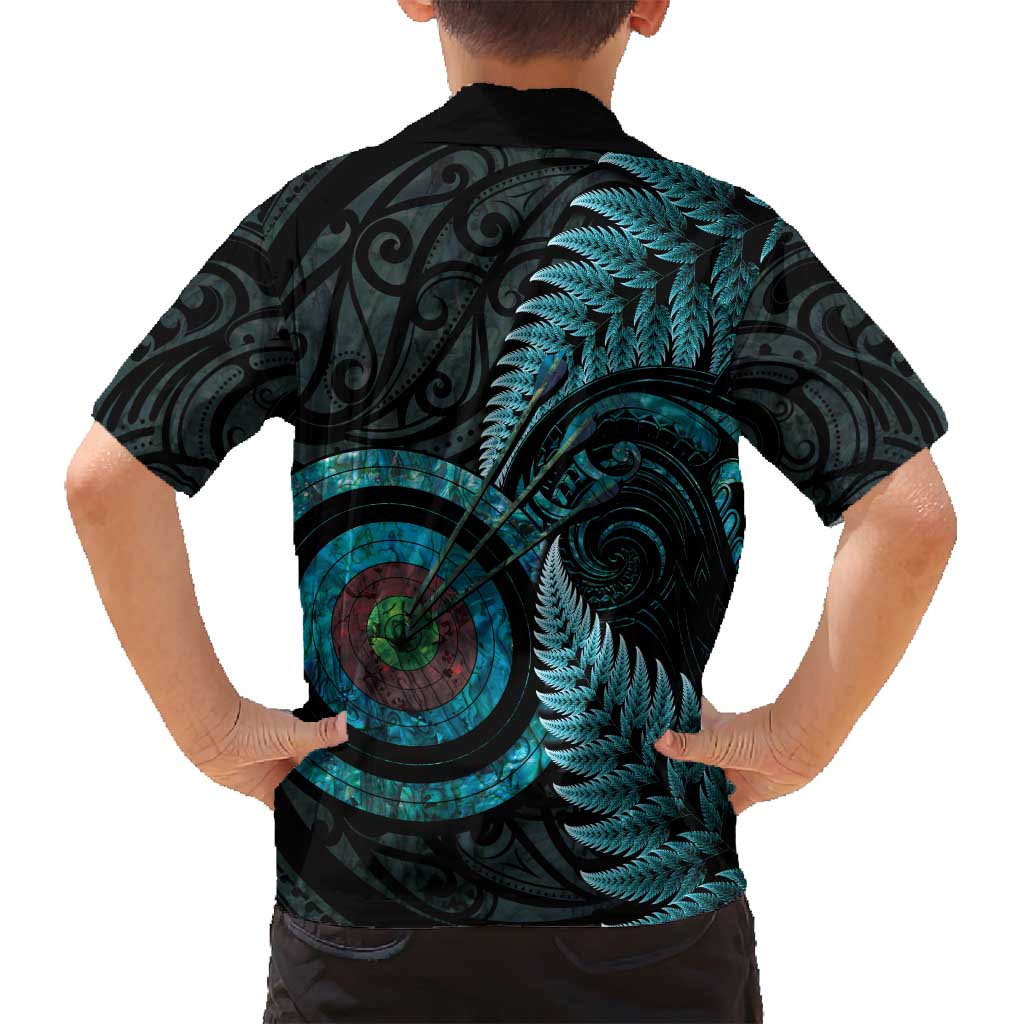 New Zealand Archery Family Matching Off Shoulder Maxi Dress and Hawaiian Shirt Aotearoa Silver Fern Maori LT14 - Polynesian Pride