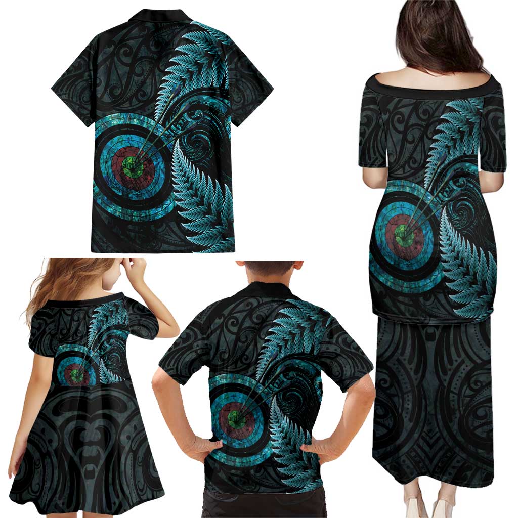 New Zealand Archery Family Matching Puletasi and Hawaiian Shirt Aotearoa Silver Fern Maori LT14 - Polynesian Pride