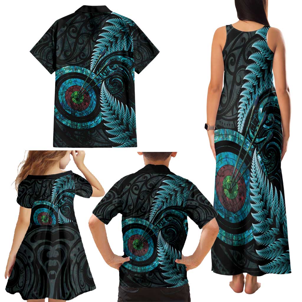 New Zealand Archery Family Matching Tank Maxi Dress and Hawaiian Shirt Aotearoa Silver Fern Maori LT14 - Polynesian Pride