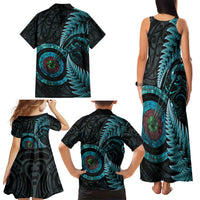 New Zealand Archery Family Matching Tank Maxi Dress and Hawaiian Shirt Aotearoa Silver Fern Maori LT14 - Polynesian Pride