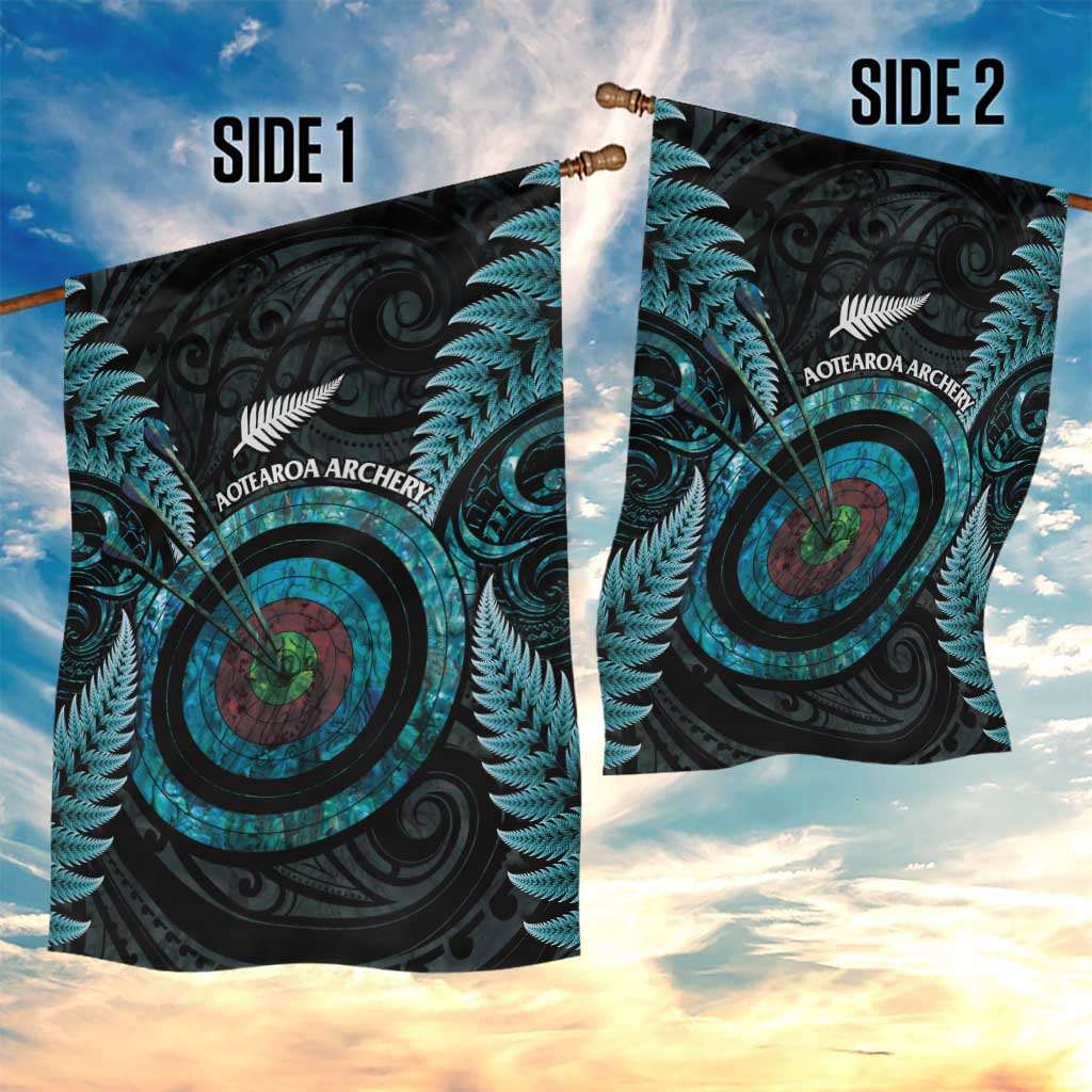 New Zealand Archery Garden Flag Aotearoa Silver Fern Maori - Polynesian Pride