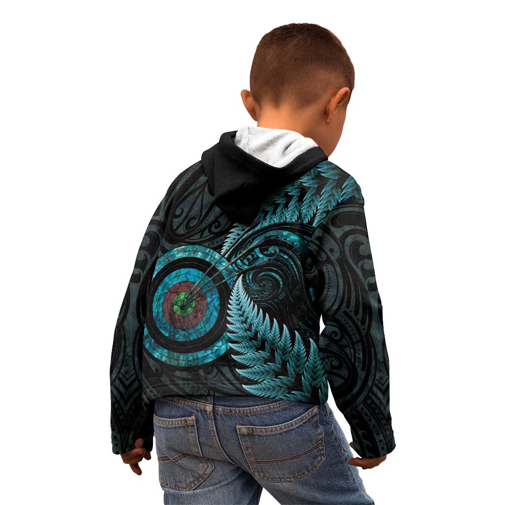 New Zealand Archery Kid Hoodie Aotearoa Silver Fern Maori - Polynesian Pride