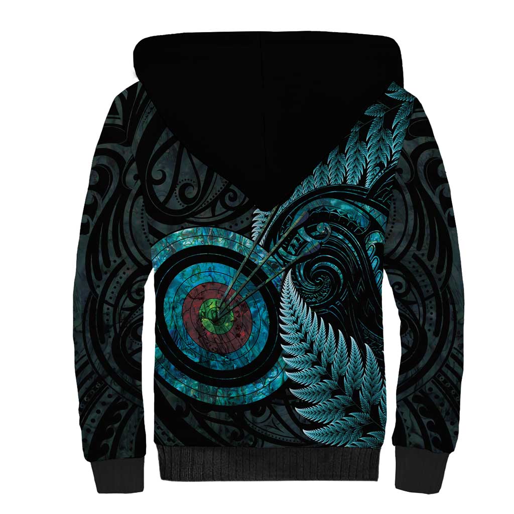 New Zealand Archery Sherpa Hoodie Aotearoa Silver Fern Maori - Polynesian Pride