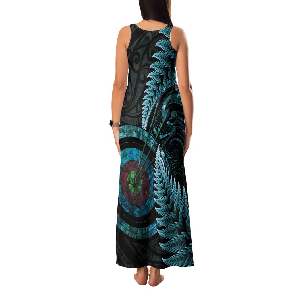New Zealand Archery Tank Maxi Dress Aotearoa Silver Fern Maori - Polynesian Pride