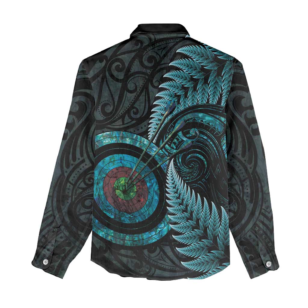 New Zealand Archery Women Casual Shirt Aotearoa Silver Fern Maori - Polynesian Pride