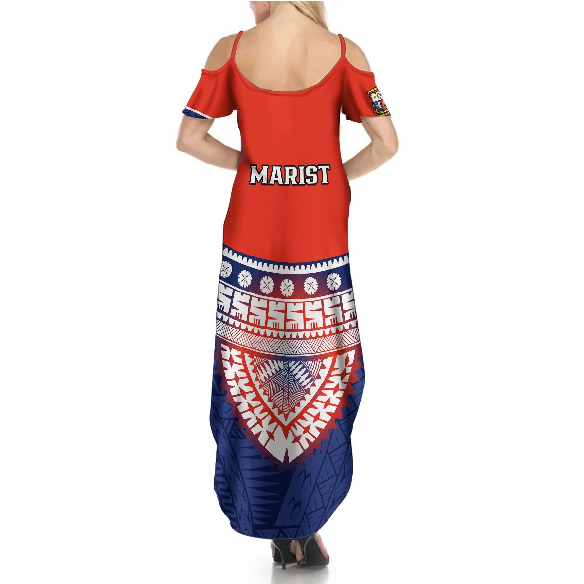Fiji School Summer Maxi Dress Marist Brothers Fijian Tapa Pattern LT14 - Polynesian Pride