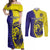Fiji School Couples Matching Off Shoulder Maxi Dress and Long Sleeve Button Shirts Suva Grammar Lions With Fijian Tapa LT14 Gold - Polynesian Pride