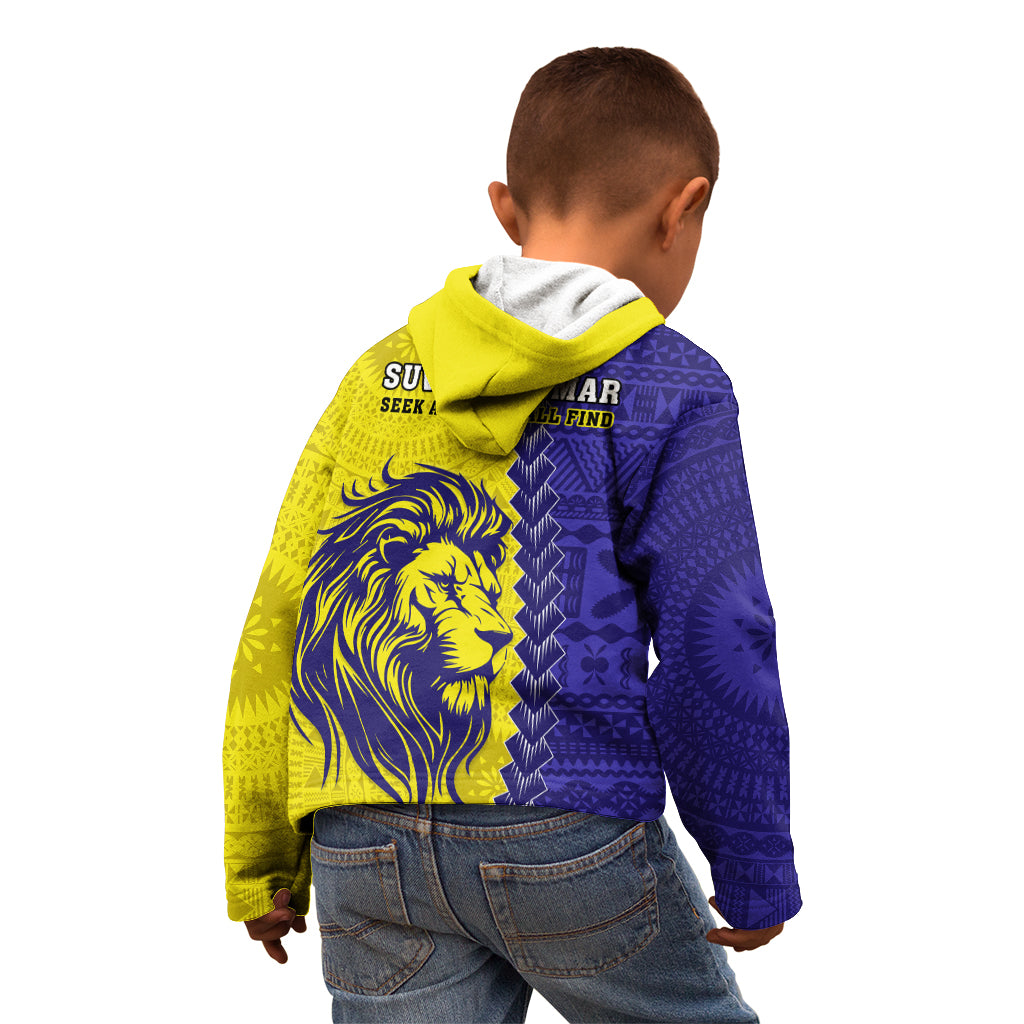 Fiji School Kid Hoodie Suva Grammar Lions With Fijian Tapa LT14 - Polynesian Pride