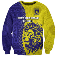 Custom Fiji School Sweatshirt Suva Grammar Lions With Fijian Tapa LT14 Unisex Gold - Polynesian Pride