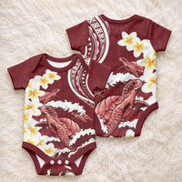 Blood Gold Polynesia Baby Onesie Polynesian Frangipani With Sea Turtles LT14 - Polynesian Pride
