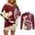 Blood Gold Polynesia Couples Matching Off Shoulder Short Dress and Long Sleeve Button Shirt Polynesian Frangipani With Sea Turtles