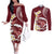 Blood Gold Polynesia Couples Matching Off The Shoulder Long Sleeve Dress and Long Sleeve Button Shirt Polynesian Frangipani With Sea Turtles