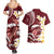 Blood Gold Polynesia Couples Matching Summer Maxi Dress and Hawaiian Shirt Polynesian Frangipani With Sea Turtles