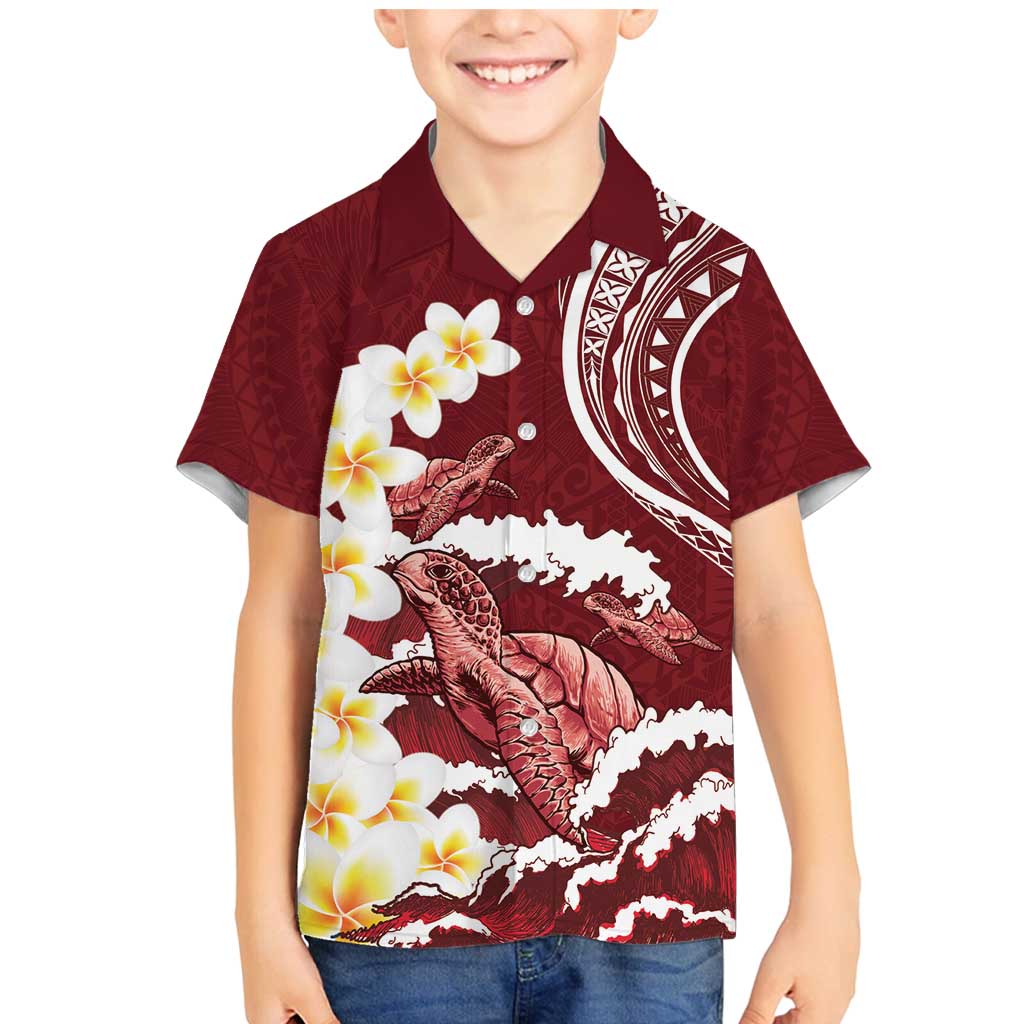 Blood Gold Polynesia Family Matching Mermaid Dress and Hawaiian Shirt Polynesian Frangipani With Sea Turtles LT14 Son's Shirt Blood Gold - Polynesian Pride