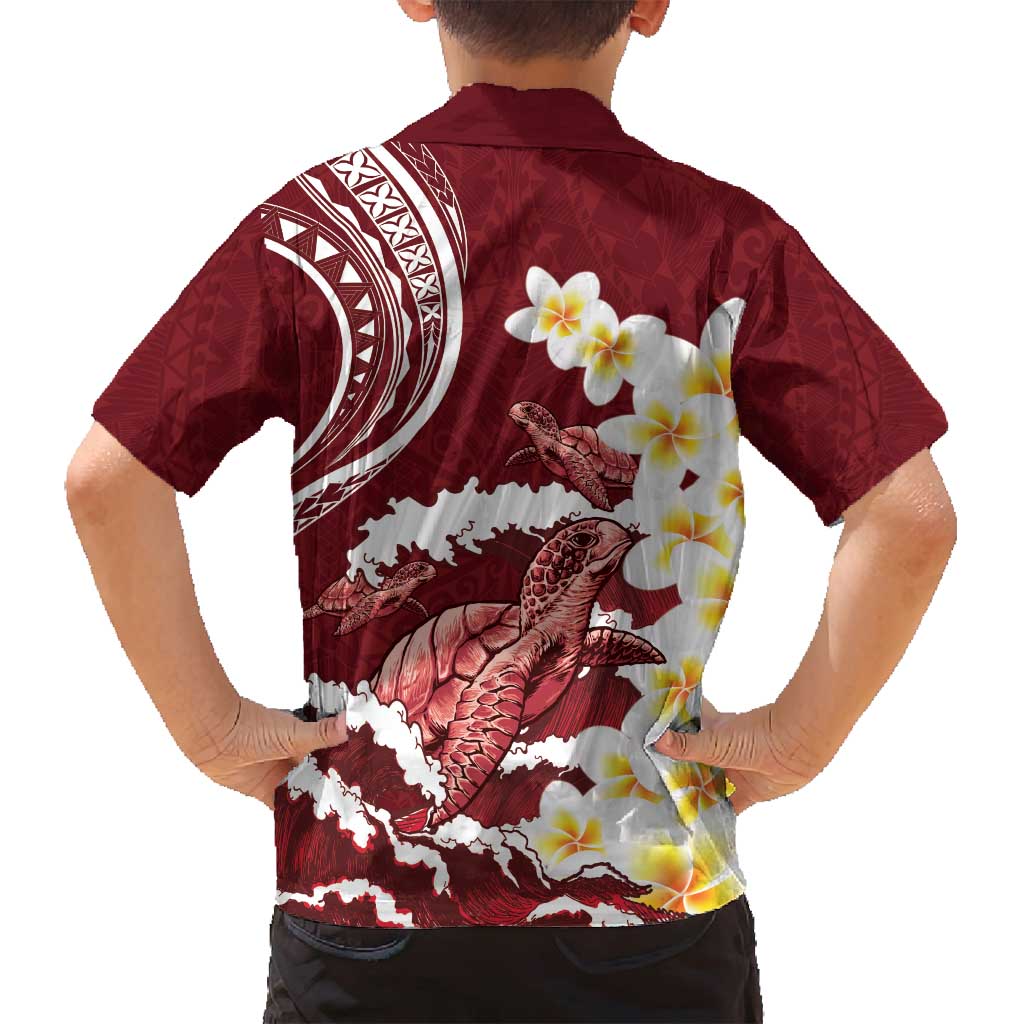 Blood Gold Polynesia Family Matching Off Shoulder Maxi Dress and Hawaiian Shirt Polynesian Frangipani With Sea Turtles LT14 - Polynesian Pride