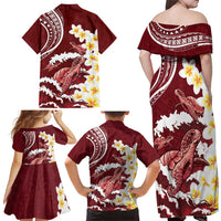 Blood Gold Polynesia Family Matching Off Shoulder Maxi Dress and Hawaiian Shirt Polynesian Frangipani With Sea Turtles LT14 - Polynesian Pride