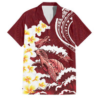 Blood Gold Polynesia Family Matching Off Shoulder Maxi Dress and Hawaiian Shirt Polynesian Frangipani With Sea Turtles LT14 Dad's Shirt - Short Sleeve Blood Gold - Polynesian Pride