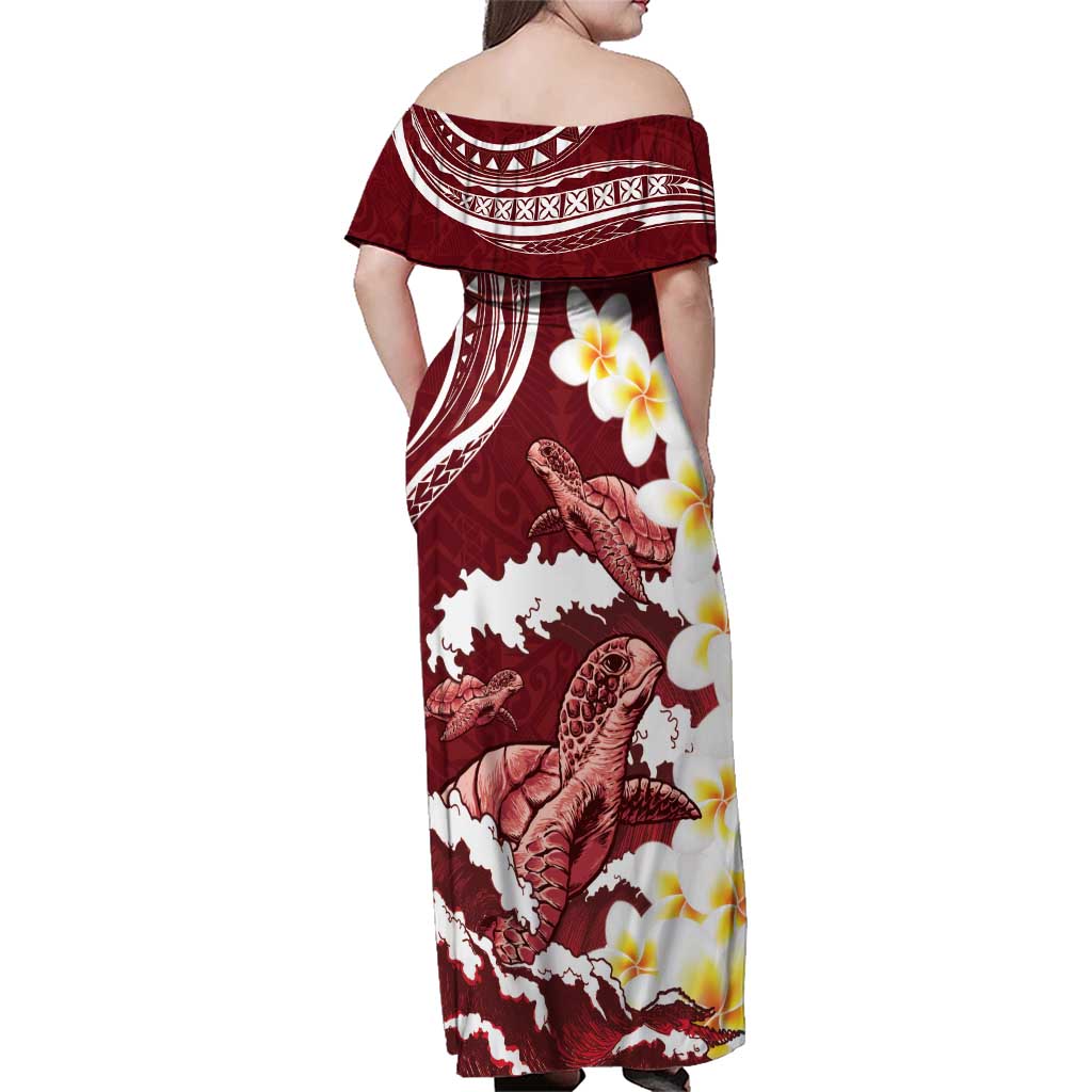 Blood Gold Polynesia Family Matching Off Shoulder Maxi Dress and Hawaiian Shirt Polynesian Frangipani With Sea Turtles LT14 - Polynesian Pride
