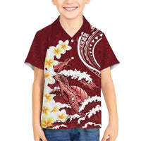 Blood Gold Polynesia Family Matching Off Shoulder Maxi Dress and Hawaiian Shirt Polynesian Frangipani With Sea Turtles LT14 Son's Shirt Blood Gold - Polynesian Pride