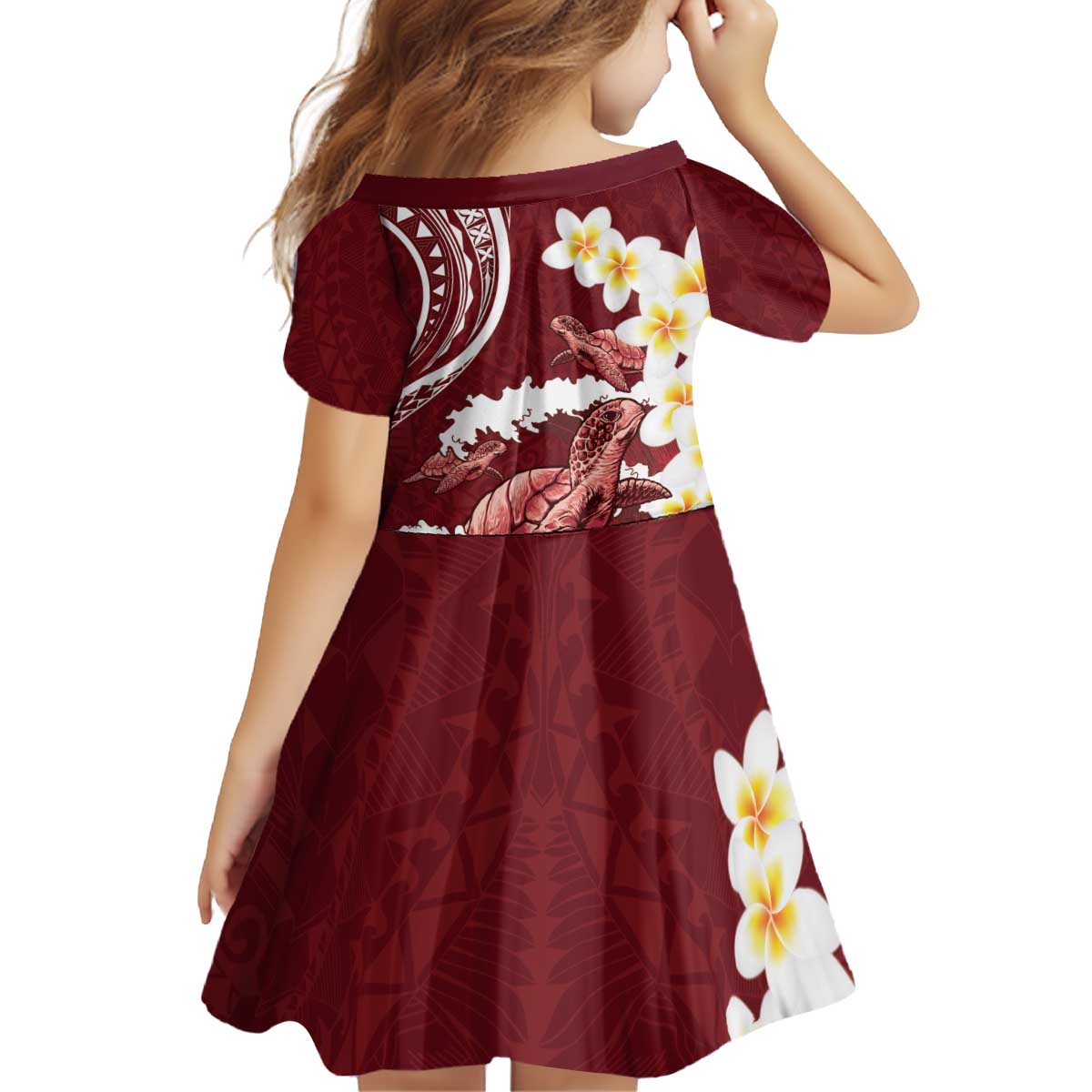Blood Gold Polynesia Family Matching Off Shoulder Short Dress and Hawaiian Shirt Polynesian Frangipani With Sea Turtles LT14 - Polynesian Pride