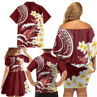 Blood Gold Polynesia Family Matching Off Shoulder Short Dress and Hawaiian Shirt Polynesian Frangipani With Sea Turtles LT14 - Polynesian Pride