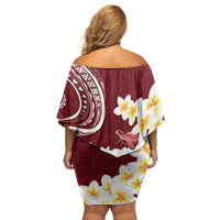 Blood Gold Polynesia Family Matching Off Shoulder Short Dress and Hawaiian Shirt Polynesian Frangipani With Sea Turtles LT14 - Polynesian Pride