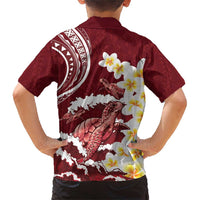 Blood Gold Polynesia Family Matching Short Sleeve Bodycon Dress and Hawaiian Shirt Polynesian Frangipani With Sea Turtles LT14 - Polynesian Pride