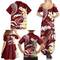 Blood Gold Polynesia Family Matching Summer Maxi Dress and Hawaiian Shirt Polynesian Frangipani With Sea Turtles LT14 - Polynesian Pride