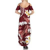 Blood Gold Polynesia Family Matching Summer Maxi Dress and Hawaiian Shirt Polynesian Frangipani With Sea Turtles LT14 - Polynesian Pride