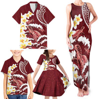 Blood Gold Polynesia Family Matching Tank Maxi Dress and Hawaiian Shirt Polynesian Frangipani With Sea Turtles LT14 - Polynesian Pride