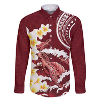 Blood Gold Polynesia Family Matching Tank Maxi Dress and Hawaiian Shirt Polynesian Frangipani With Sea Turtles LT14 Dad's Shirt - Long Sleeve Blood Gold - Polynesian Pride