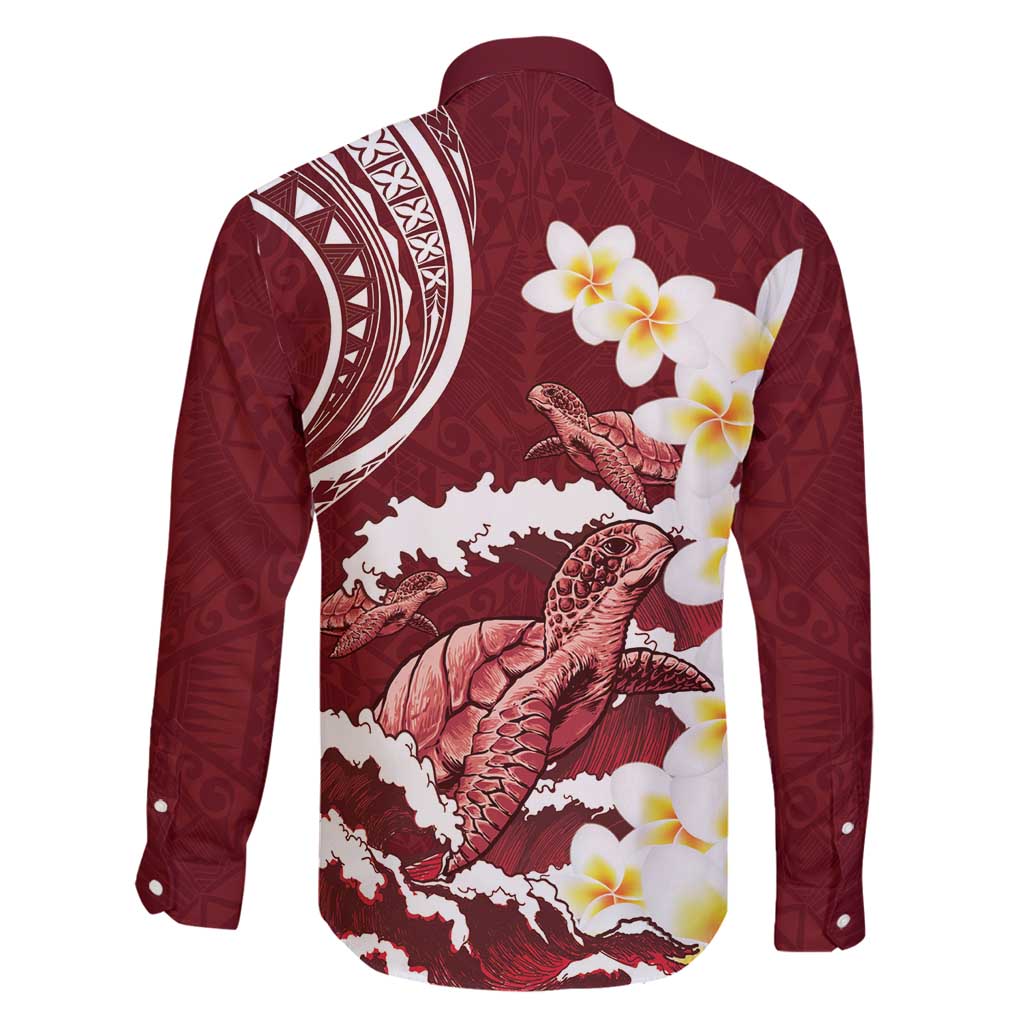 Blood Gold Polynesia Family Matching Tank Maxi Dress and Hawaiian Shirt Polynesian Frangipani With Sea Turtles LT14 - Polynesian Pride